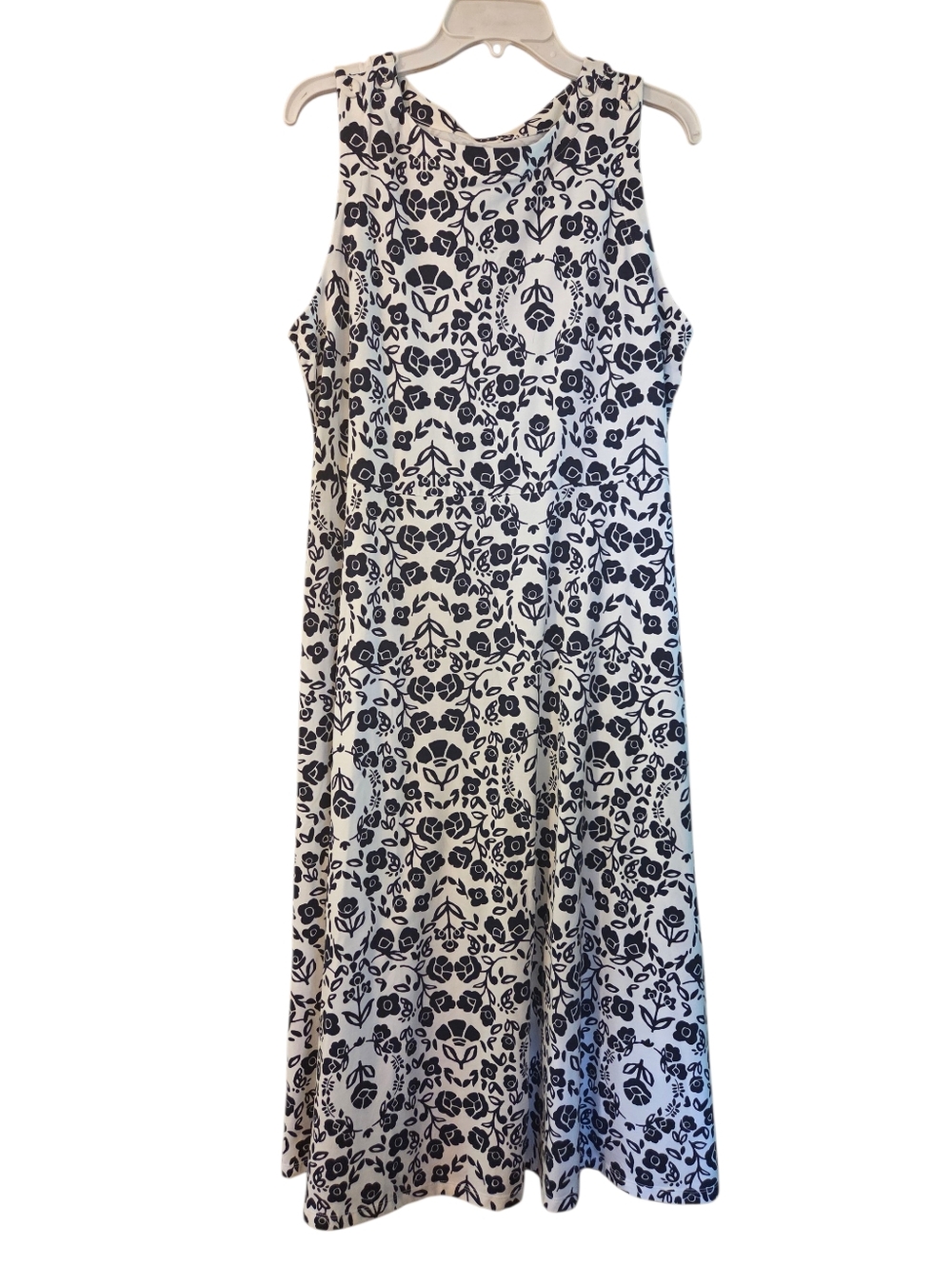Croft & Barrow Navy White Floral Midi/maxi Dress Cottagecore Size Large
